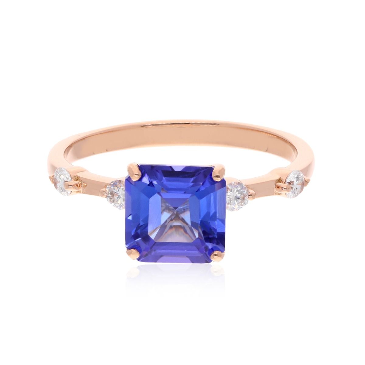 0.20 Carat HI/SI Diamond 18k Rose Gold Ring Natural Tanzanite Gemstone Jewelry Gift