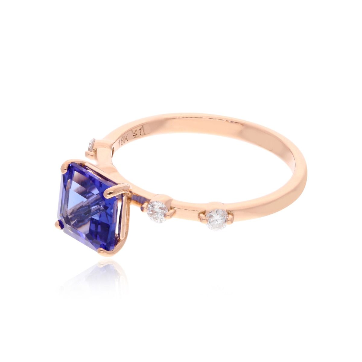 0.20 Carat HI/SI Diamond 18k Rose Gold Ring Natural Tanzanite Gemstone Jewelry Gift