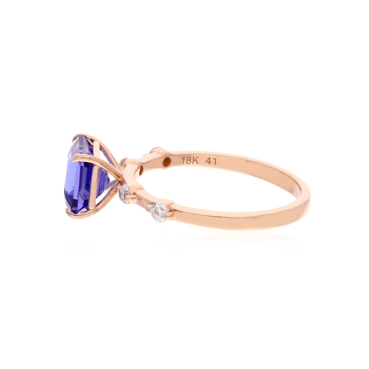 0.20 Carat HI/SI Diamond 18k Rose Gold Ring Natural Tanzanite Gemstone Jewelry Gift