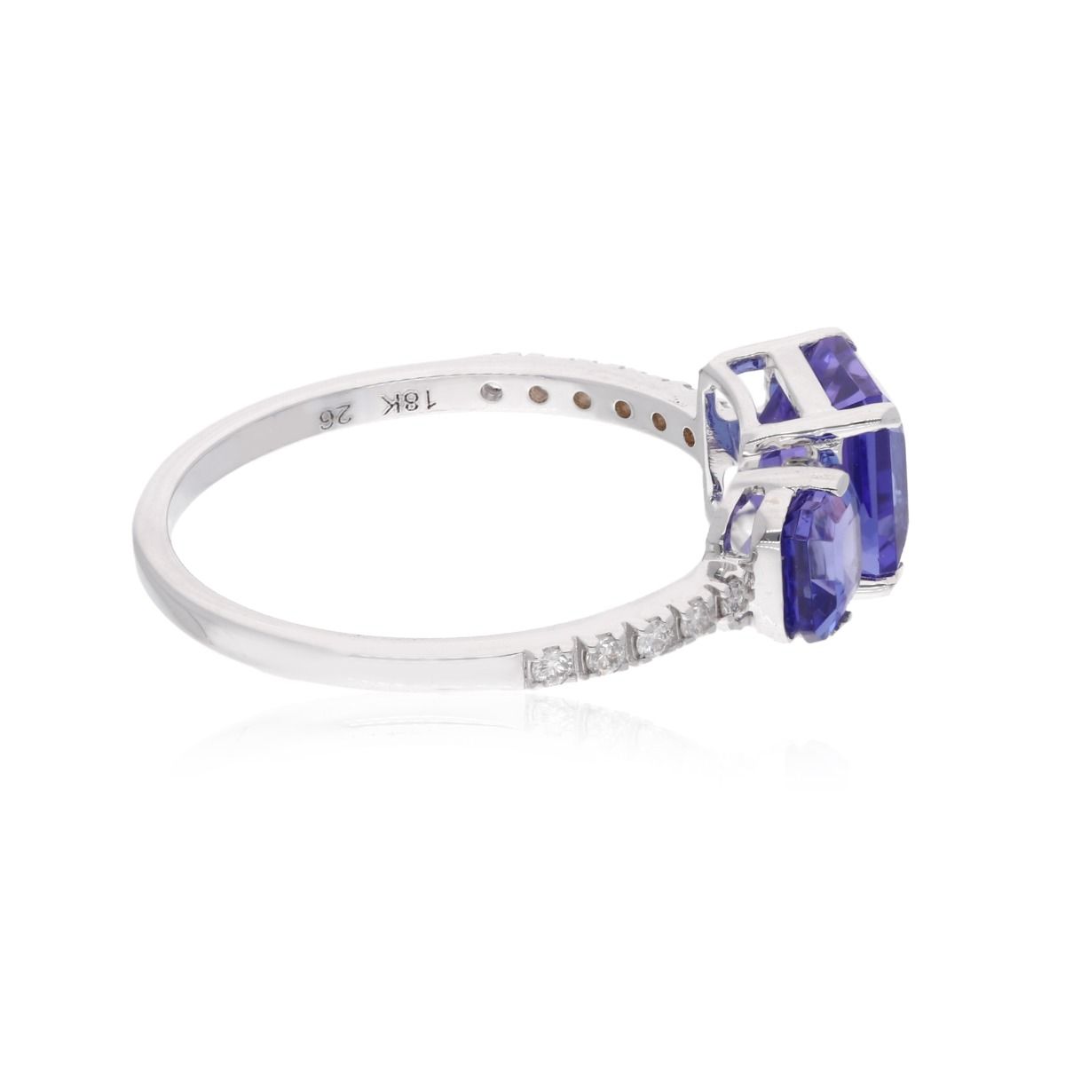 18k White Gold 0.11 Carat HI/SI Clarity Diamond Ring Natural Two Tanzanite Gemstone Jewelry Anniversary Gift For Her