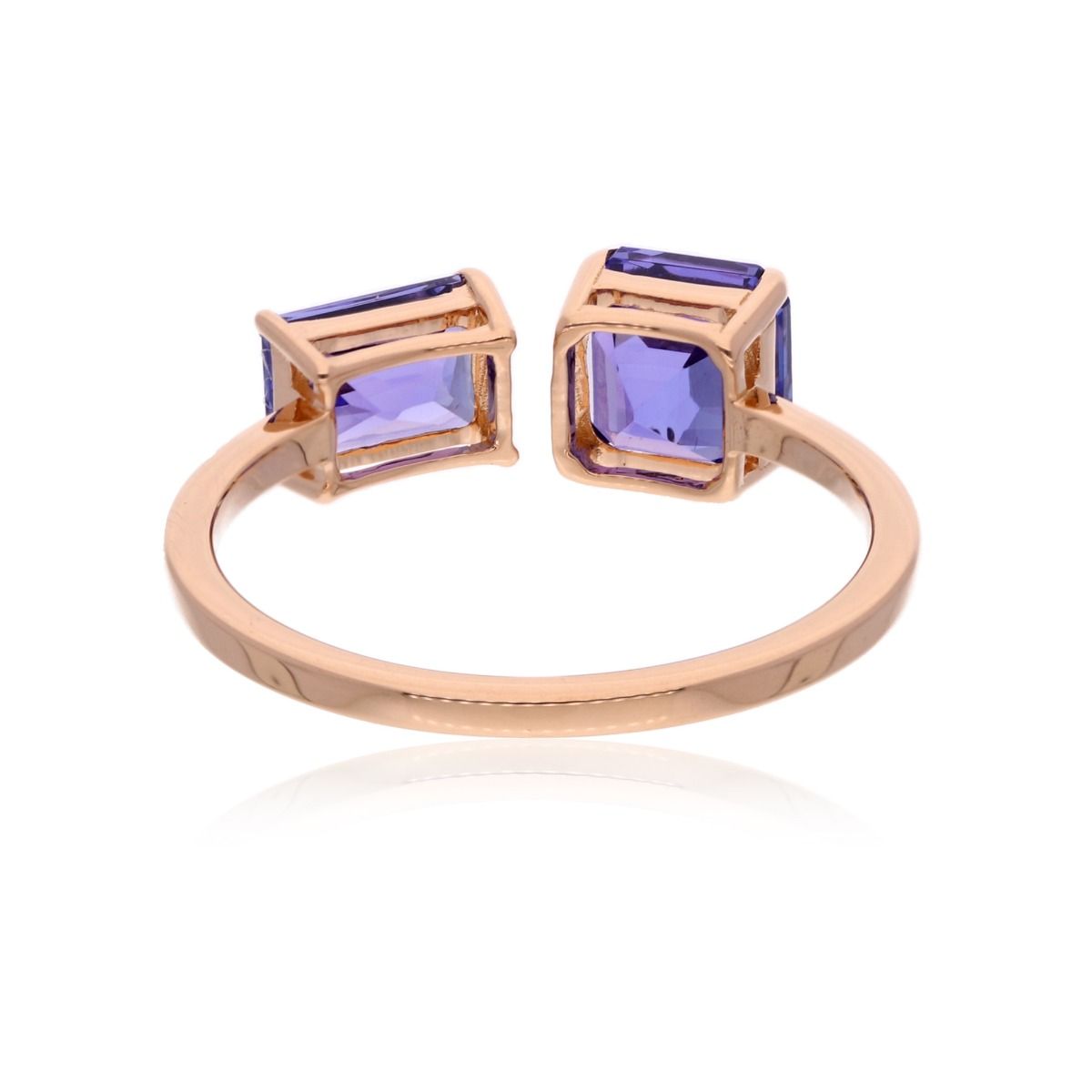 18k Rose Gold Handmade Cuff Ring Natural Tanzanite Gemstone Jewelry Birthday Gift For Her
