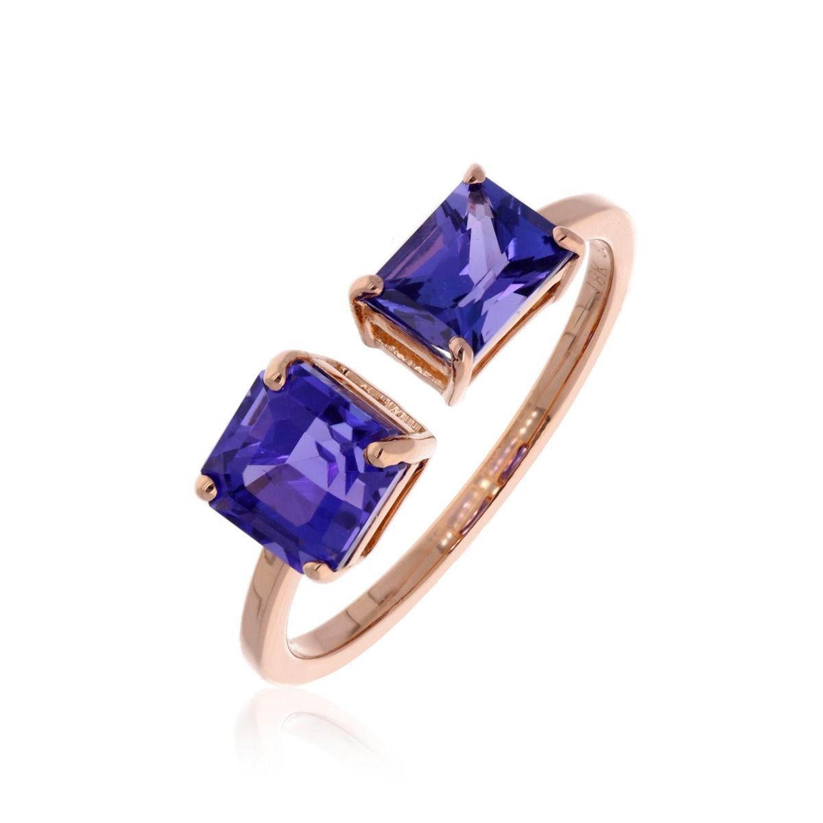 18k Rose Gold Handmade Cuff Ring Natural Tanzanite Gemstone Jewelry Birthday Gift For Her