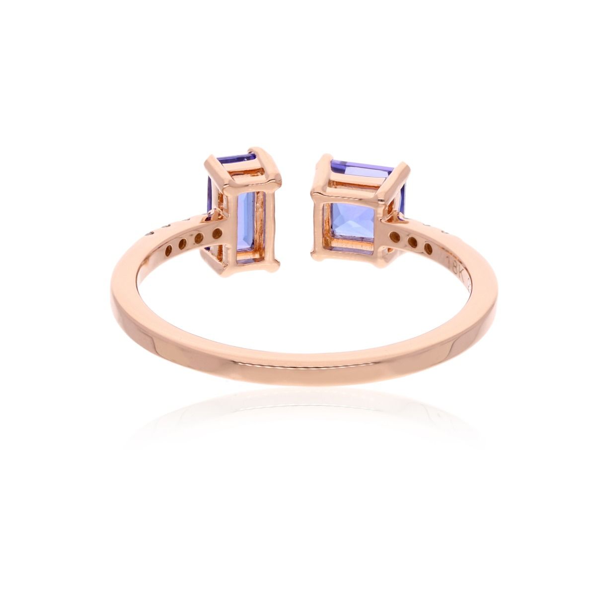 Solid 18k Rose Gold Cuff Ring Natural Tanzanite Gemstone 0.07 Carat HI/SI Diamond Women Jewelry