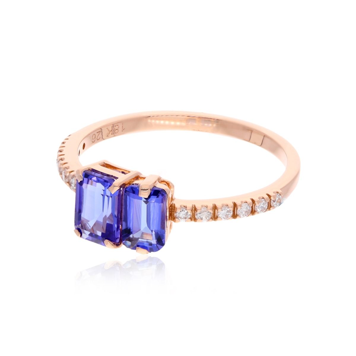 Natural 0.11 Carat HI Color SI Clarity Diamond 18k Rose Gold Stackable Ring Tanzanite Gemstone Women Jewelry