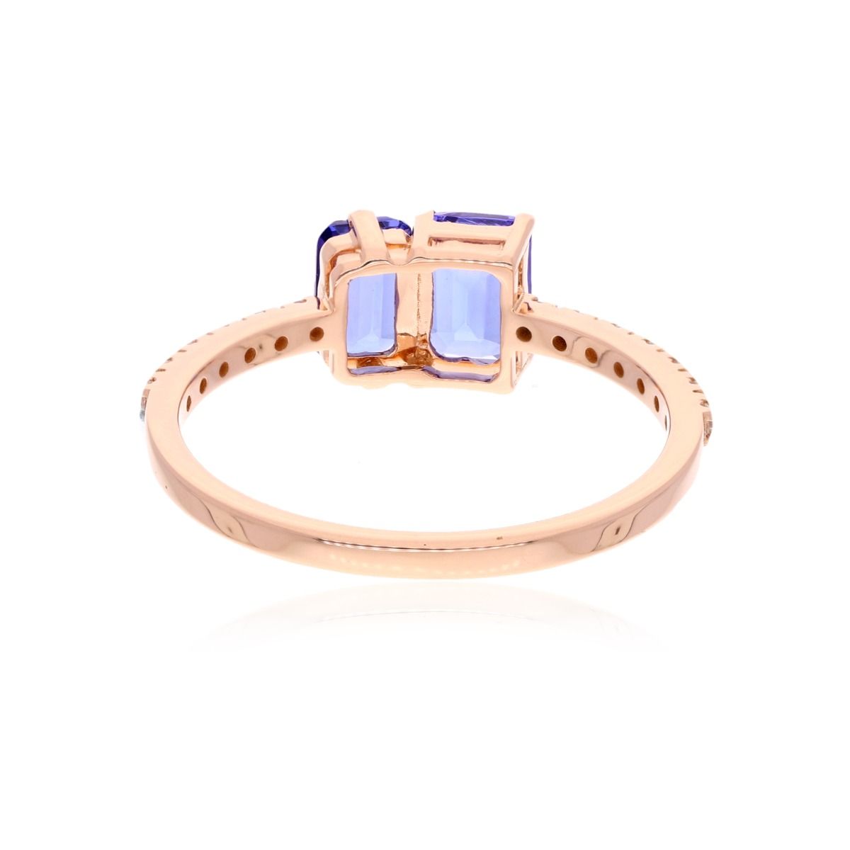 Natural 0.11 Carat HI Color SI Clarity Diamond 18k Rose Gold Stackable Ring Tanzanite Gemstone Women Jewelry