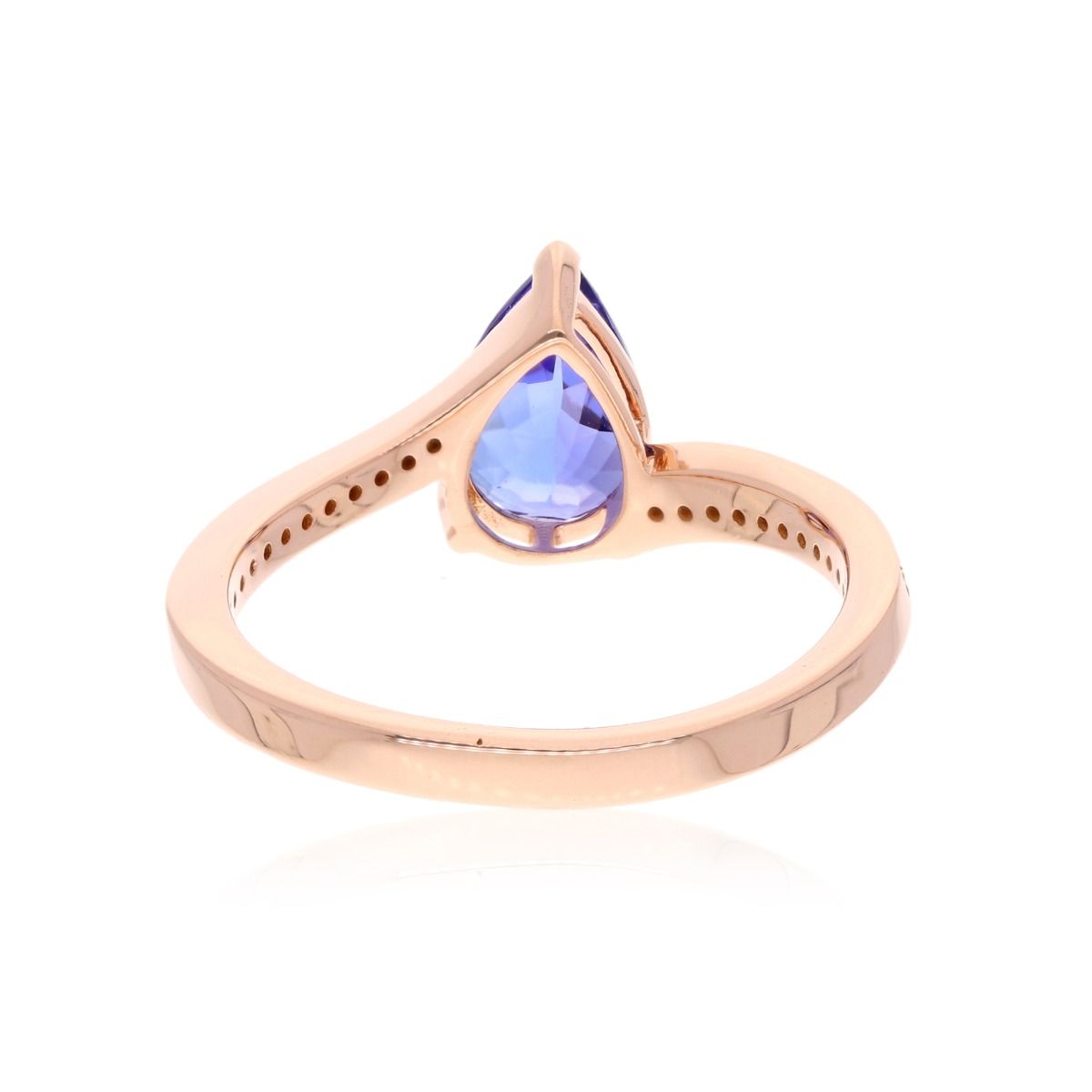 Pear Shape Natural Tanzanite Gemstone 18k Rose Gold Handmade Ring 0.10 Carat HI/SI Diamond Jewelry