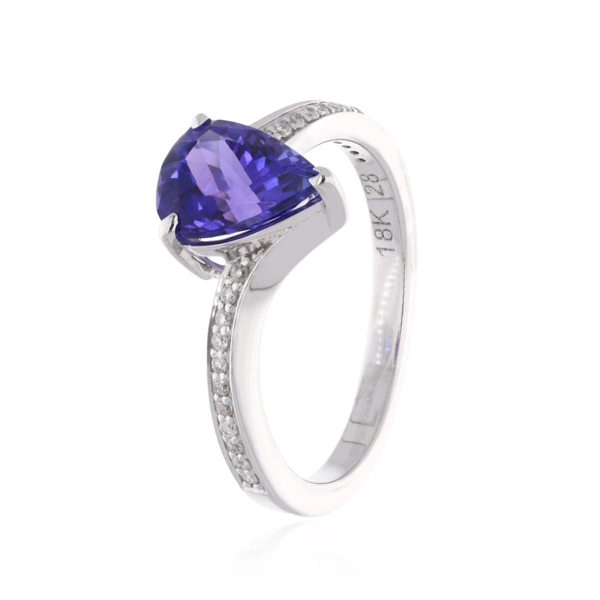 18k White Gold Handmade Stackable Ring Natural 0.10 Carat HI/SI Diamond & Tanzanite Gemstone Party Wear Women Jewelry