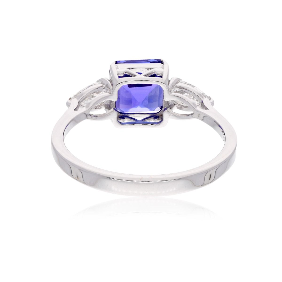 0.51 Carat HI/SI Pear Diamond 18k White Gold Handmade Ring Natural Square Shape Tanzanite Gemstone Jewelry