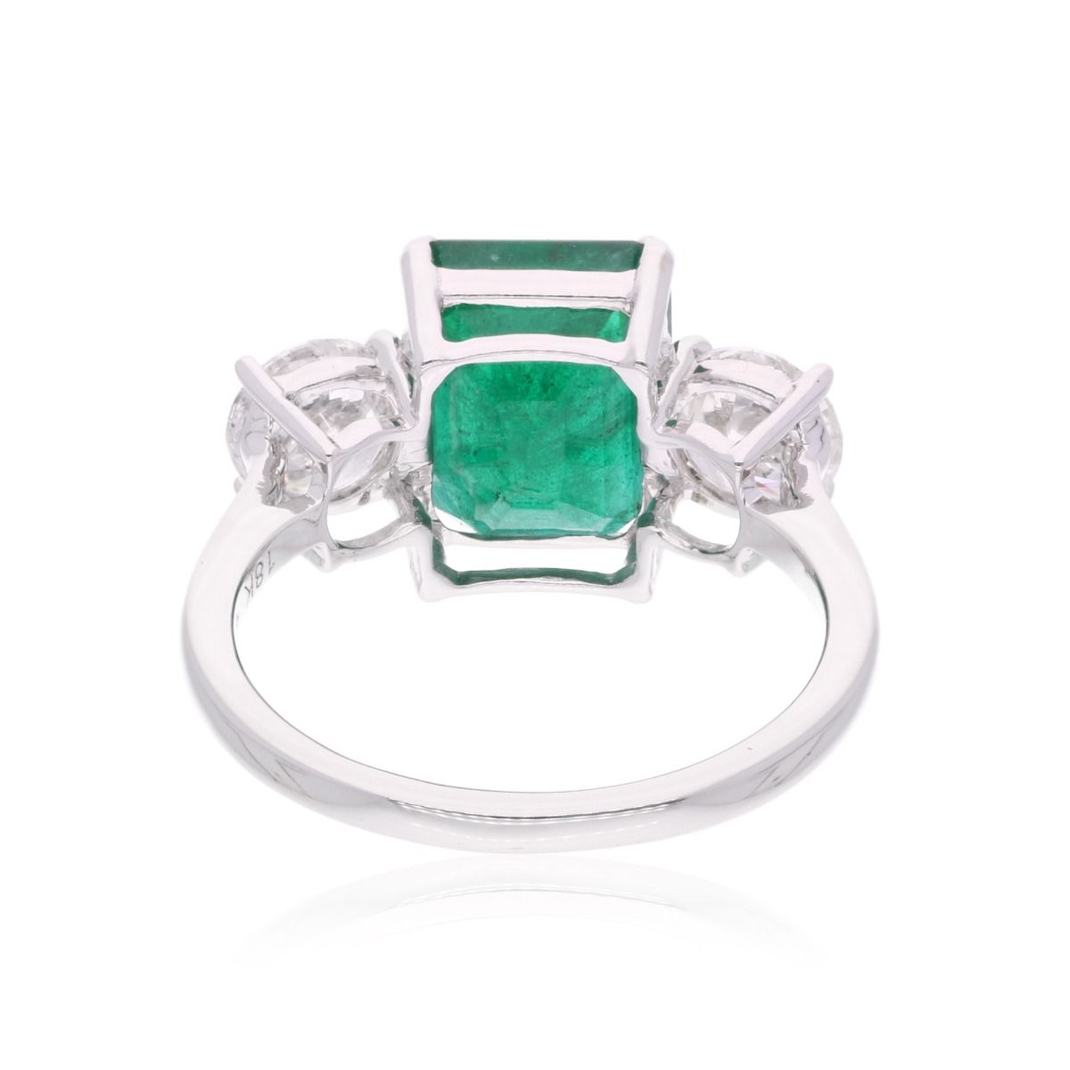 Zambian Emerald Gemstone 1.42 Carat HI Color SI Clarity Diamond Jewelry 18k White Gold Handmade Ring Birthday Gift For Her