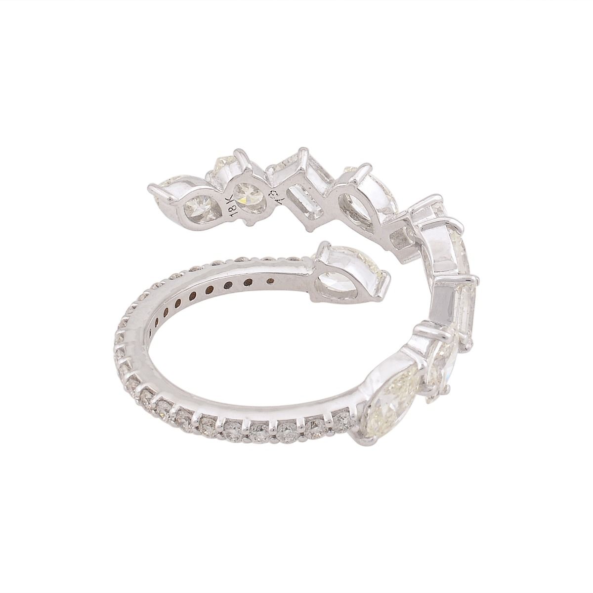 18k White Gold 2.05 TCW SI Clarity HI Color Diamond Cuff Ring Jewelry For Women