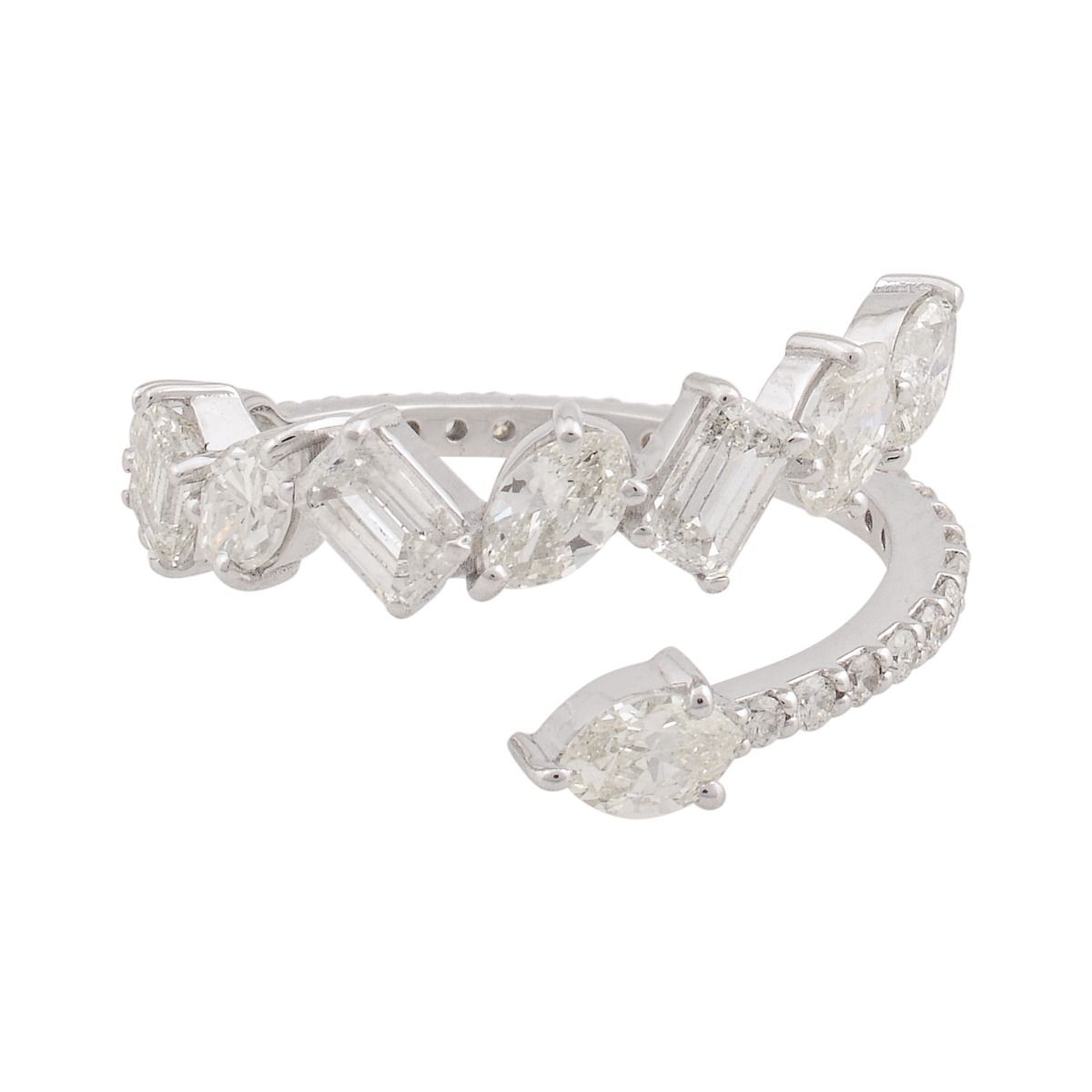 18k White Gold 2.05 TCW SI Clarity HI Color Diamond Cuff Ring Jewelry For Women