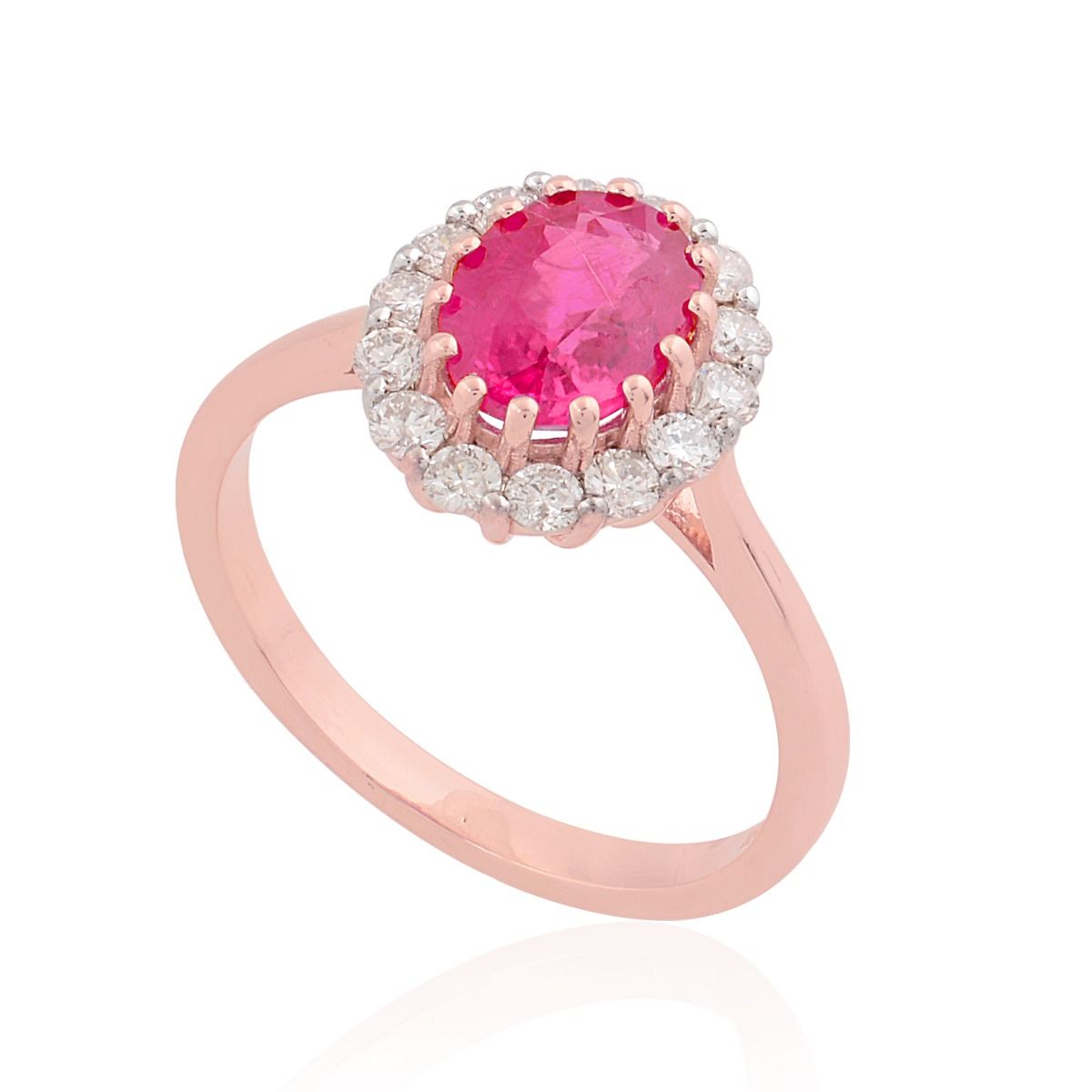 18k Rose Gold 2.00 TCW SI Clarity HI Color Diamond Ruby Gemstone Solitaire Party Wear Ring Jewelry For Women