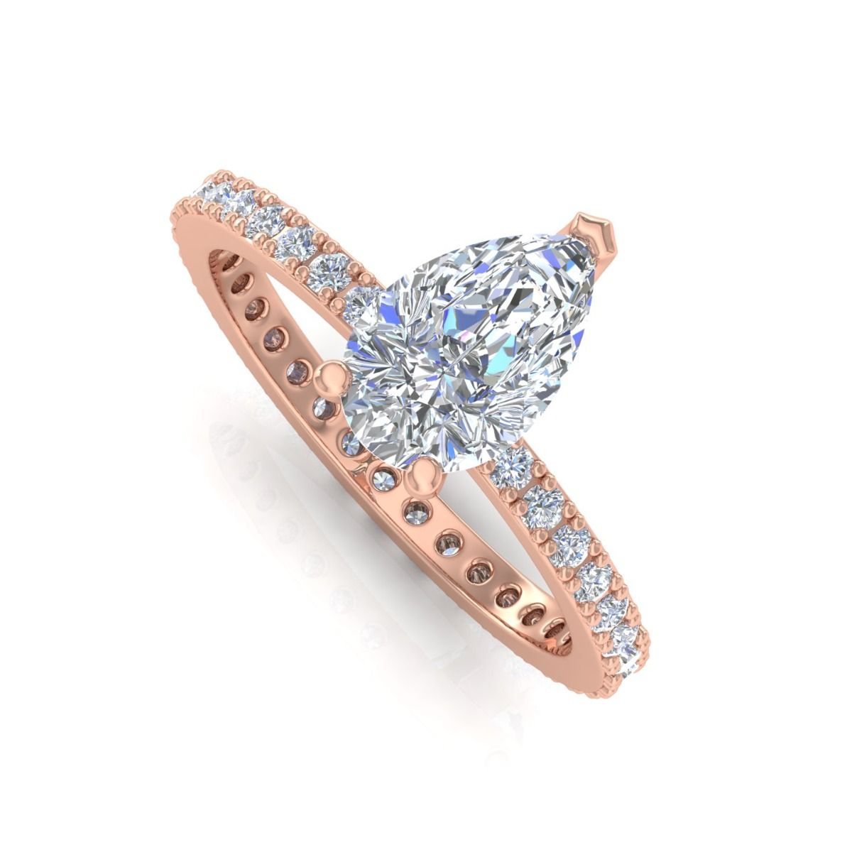 Pear Shaped 0.78 TCW SI Clarity HI Color Diamond Solid 18 Kt Gold Proposal Ring