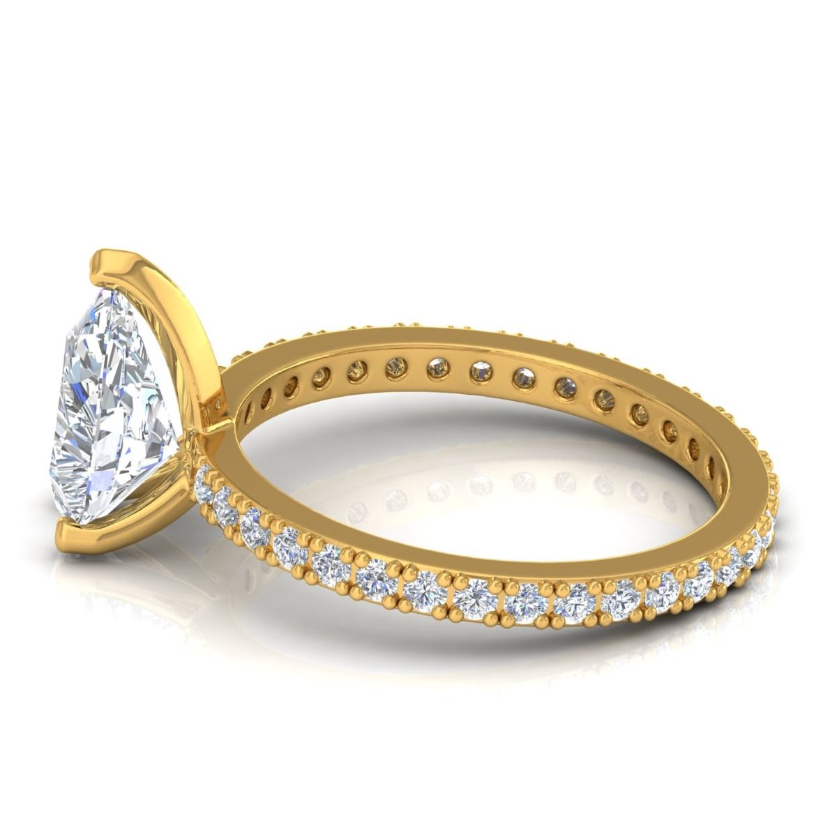 Pear Shaped 0.78 TCW SI Clarity HI Color Diamond Solid 18 Kt Gold Proposal Ring