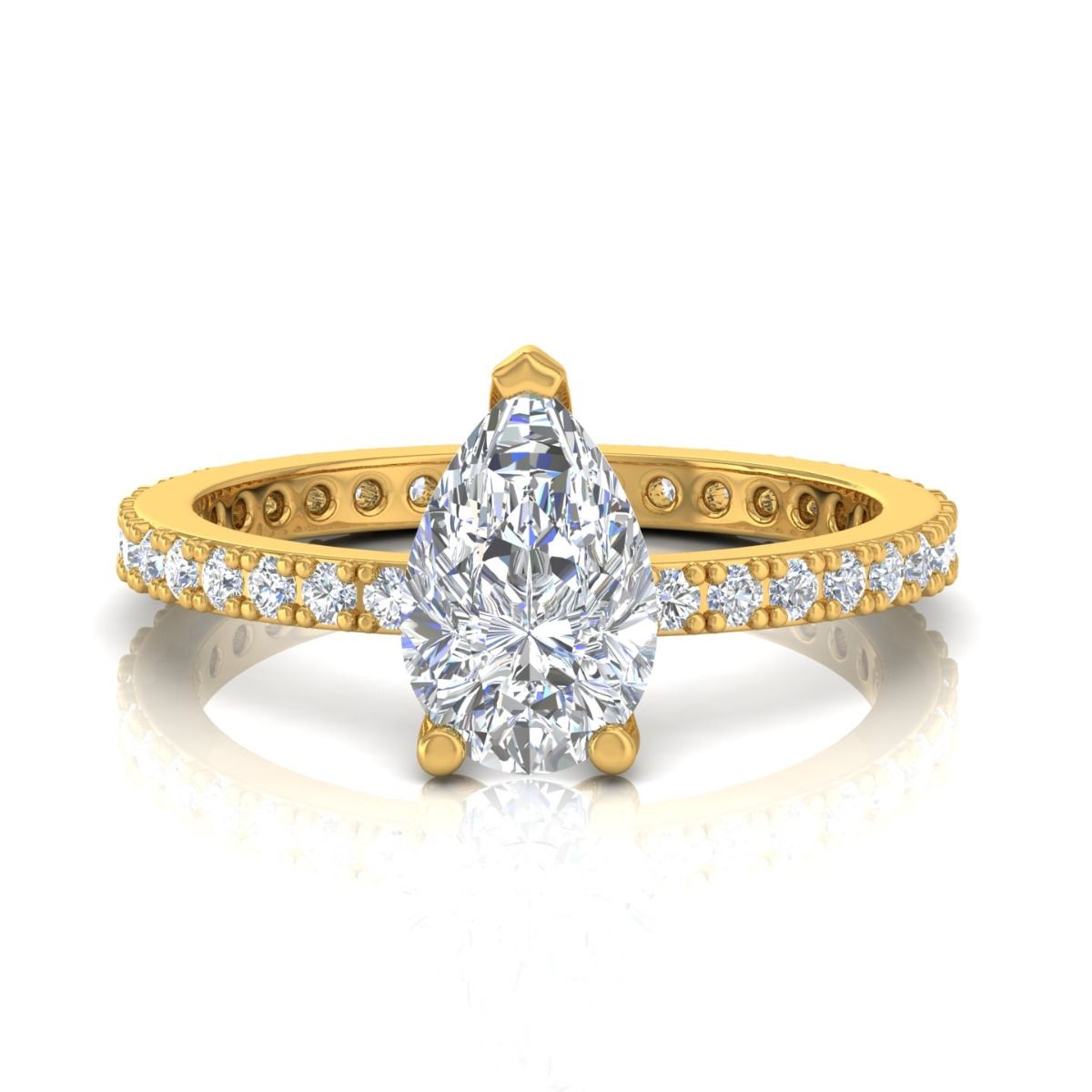 Pear Shaped 0.78 TCW SI Clarity HI Color Diamond Solid 18 Kt Gold Proposal Ring