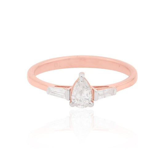 18k Rose Gold 0.48 TCW SI Clarity HI Color Diamond Party Wear Ring For Women , Promise Ring