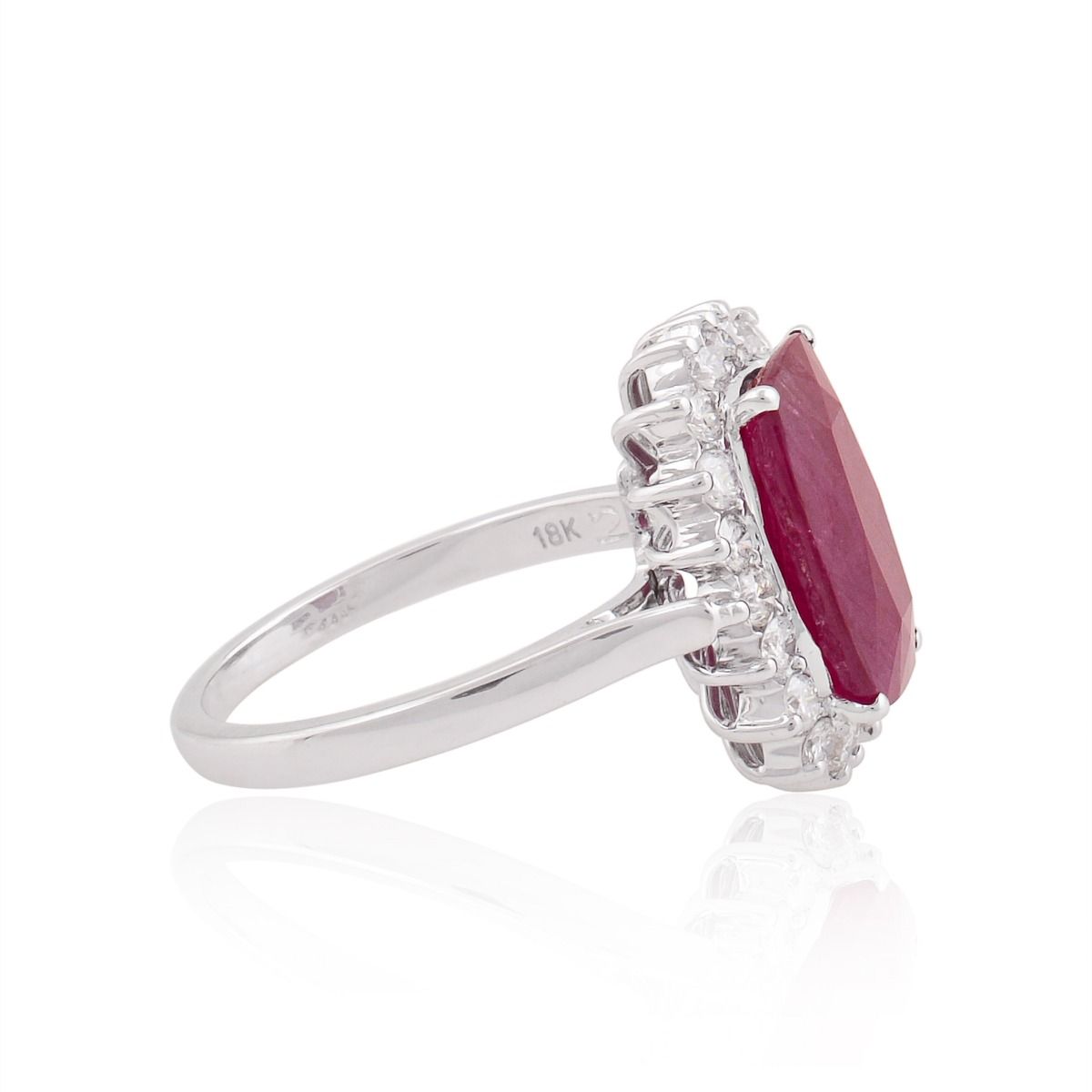 5.97 TCW 18k White Gold SI Clarity HI Color Diamond Ruby Gemstone Solitaire Ring Handmade Jewelry