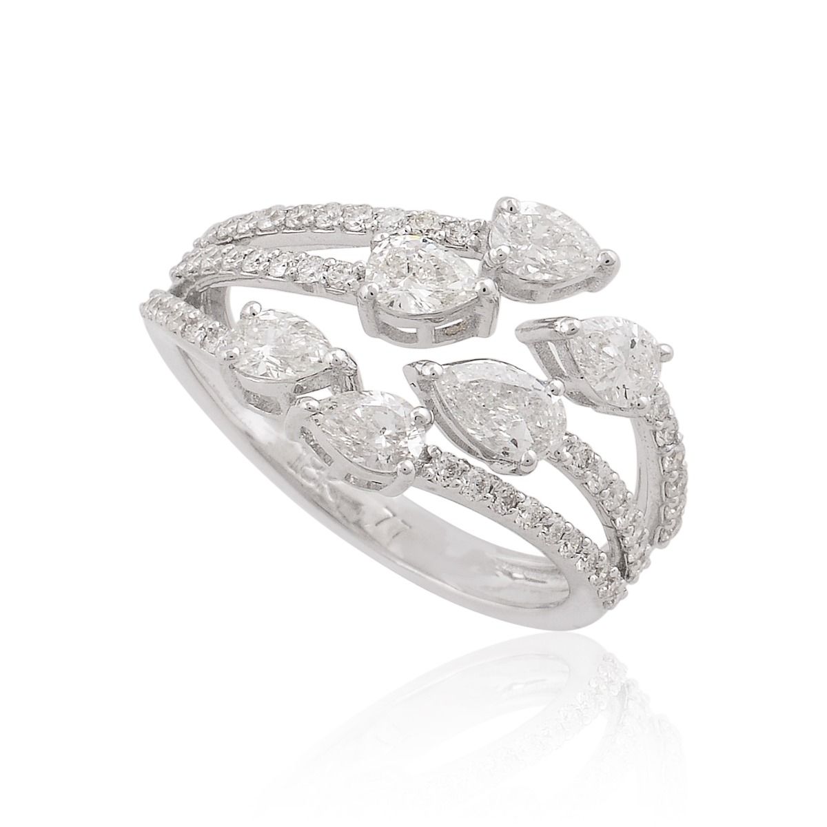 1.33 TCW 18k White Gold SI Clarity HI Color Diamond Cage Ring Handmade Jewelry