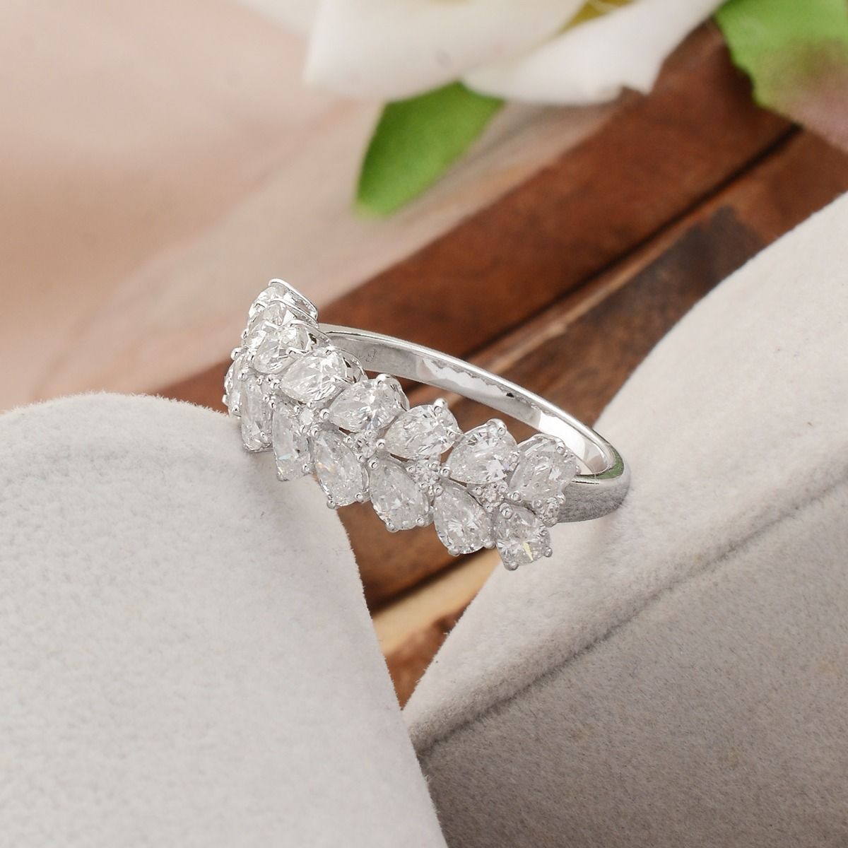 2.25 TCW 18k White Gold SI Clarity HI color Diamond Band Ring Handmade Jewelry