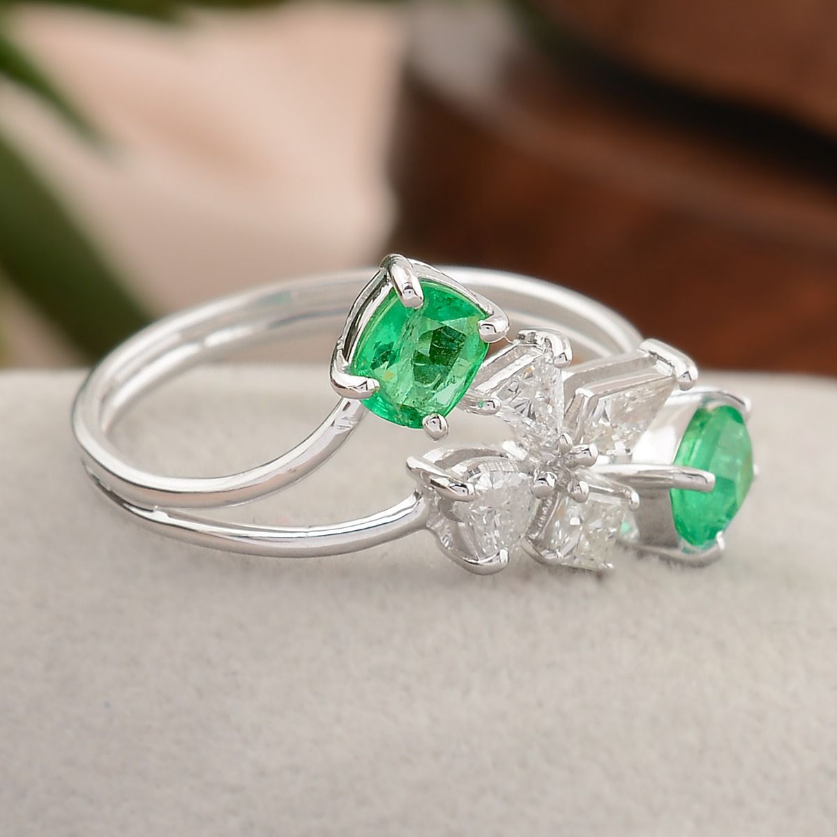 0.92 TCW SI Clarity HI Color Diamond Zambian Emerald Gemstone Handmade Jewelry For Women |Diamond Ring |Party Wear Ring |Fancy Diamond Ring