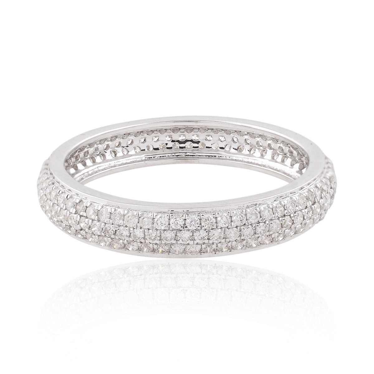 18k White Gold 0.75 TCW SI Clarity HI Color Diamond Band Ring Handmade Jewelry For Women