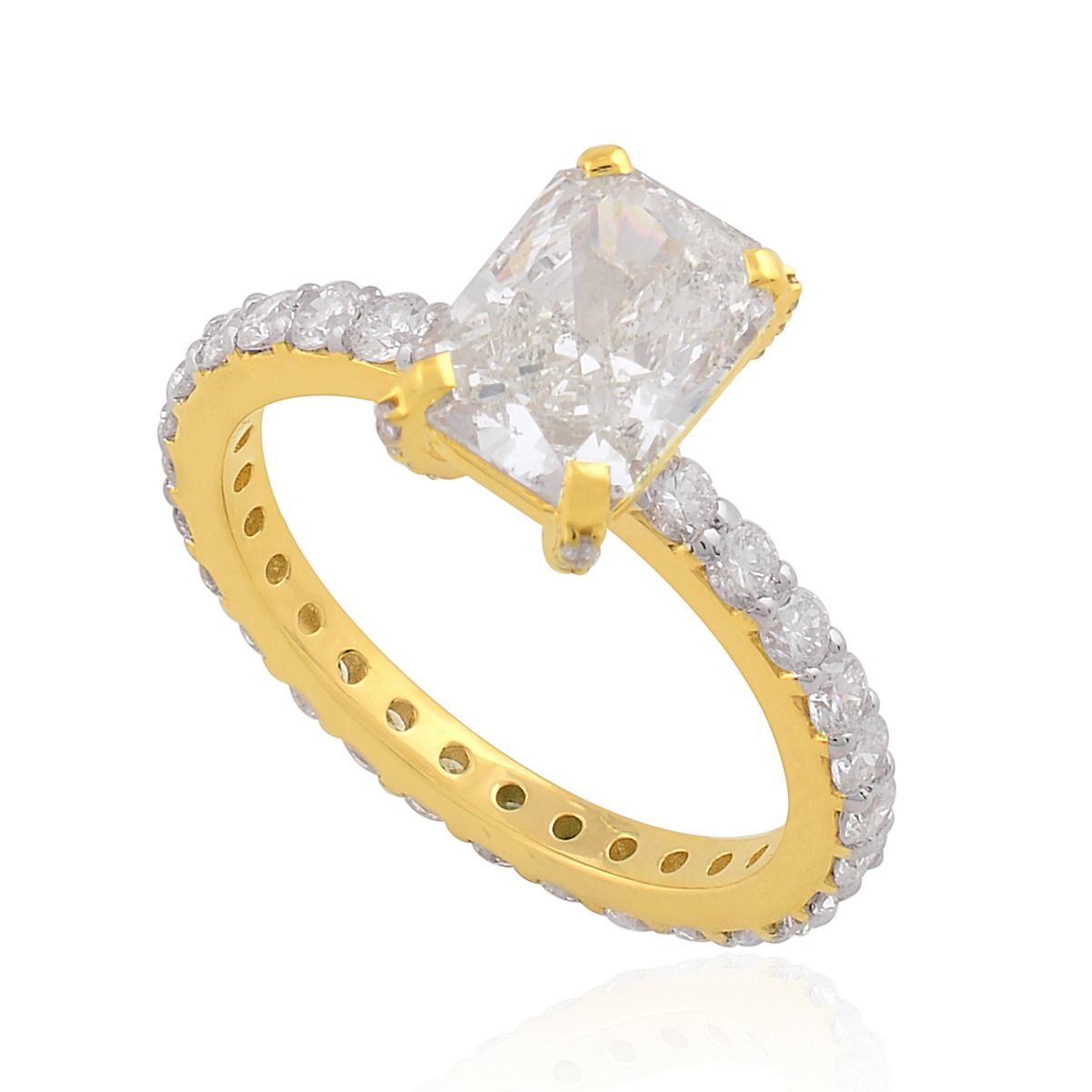 18k Yellow Gold SI Clarity HI Color Diamond Wedding Ring Handmade Jewelry