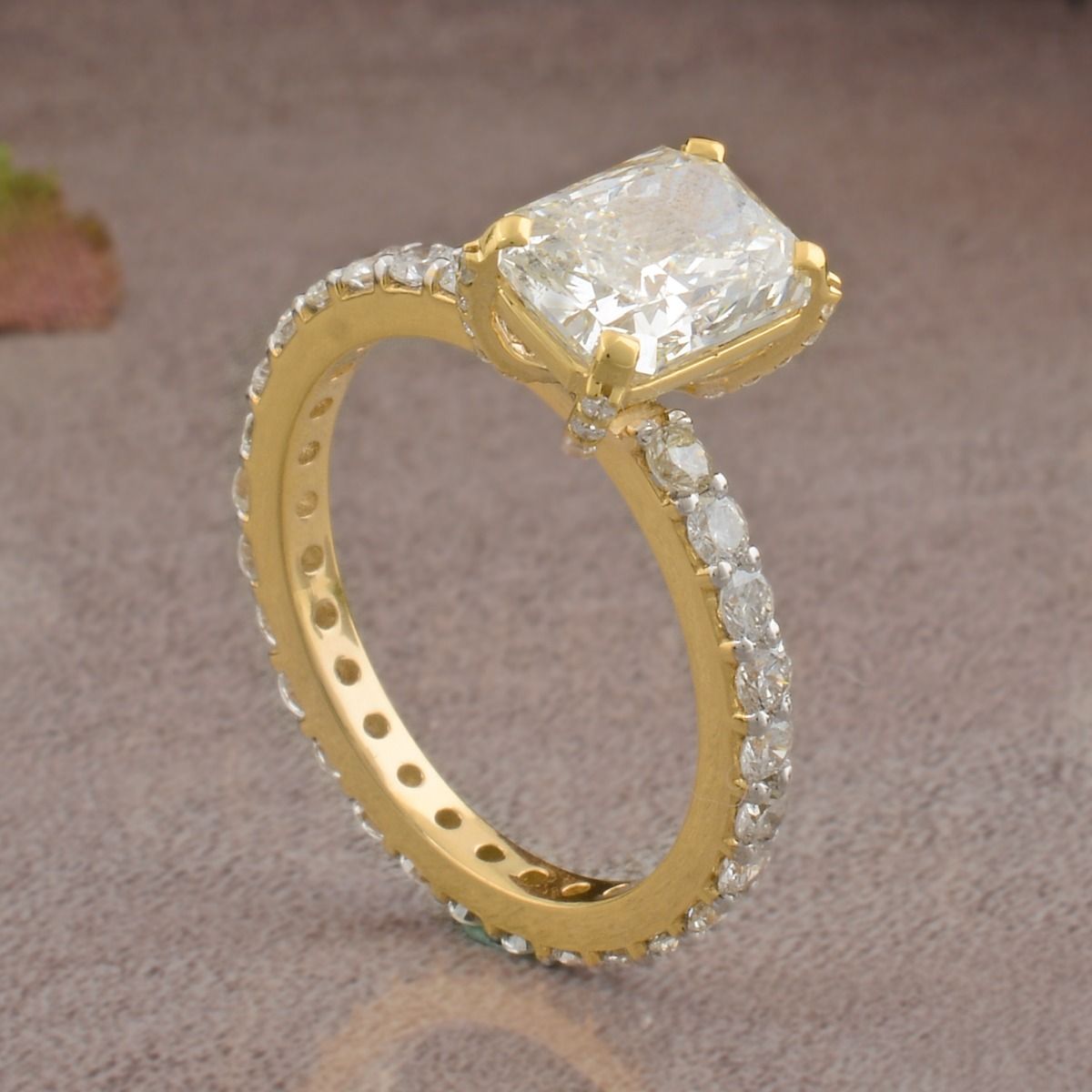 18k Yellow Gold SI Clarity HI Color Diamond Wedding Ring Handmade Jewelry