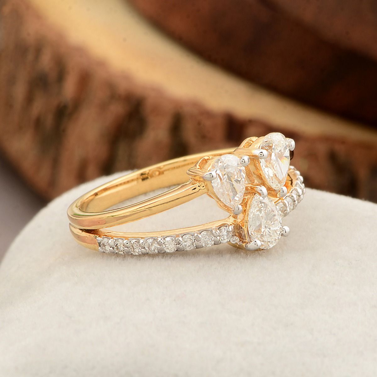 18k Yellow Gold 0.90 TCW SI Clarity HI Color Diamond Statement Ring Handmade Jewelry