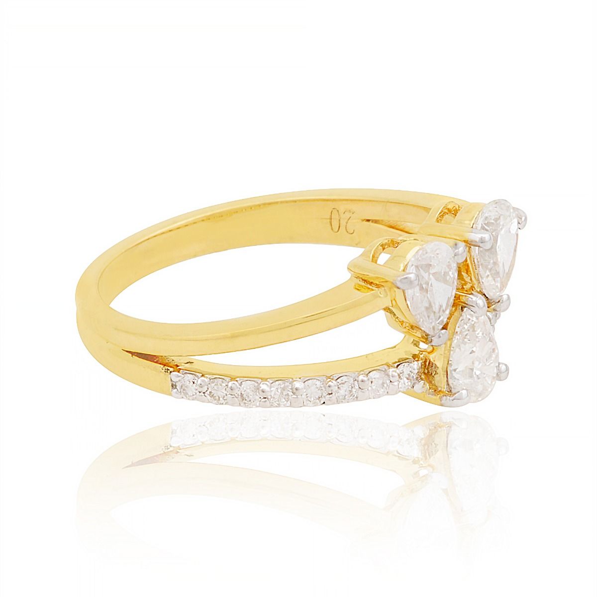 18k Yellow Gold 0.90 TCW SI Clarity HI Color Diamond Statement Ring Handmade Jewelry