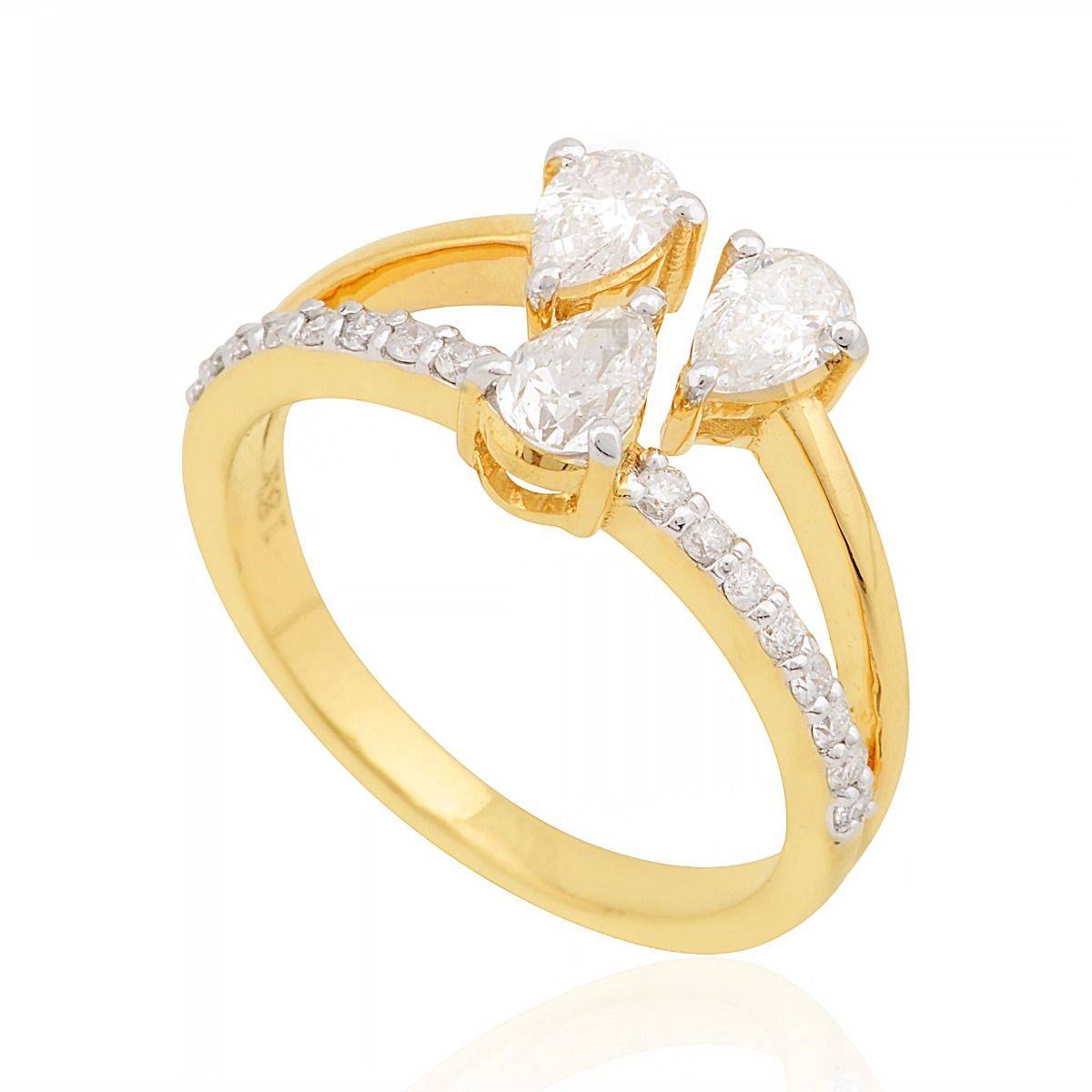 18k Yellow Gold 0.90 TCW SI Clarity HI Color Diamond Statement Ring Handmade Jewelry