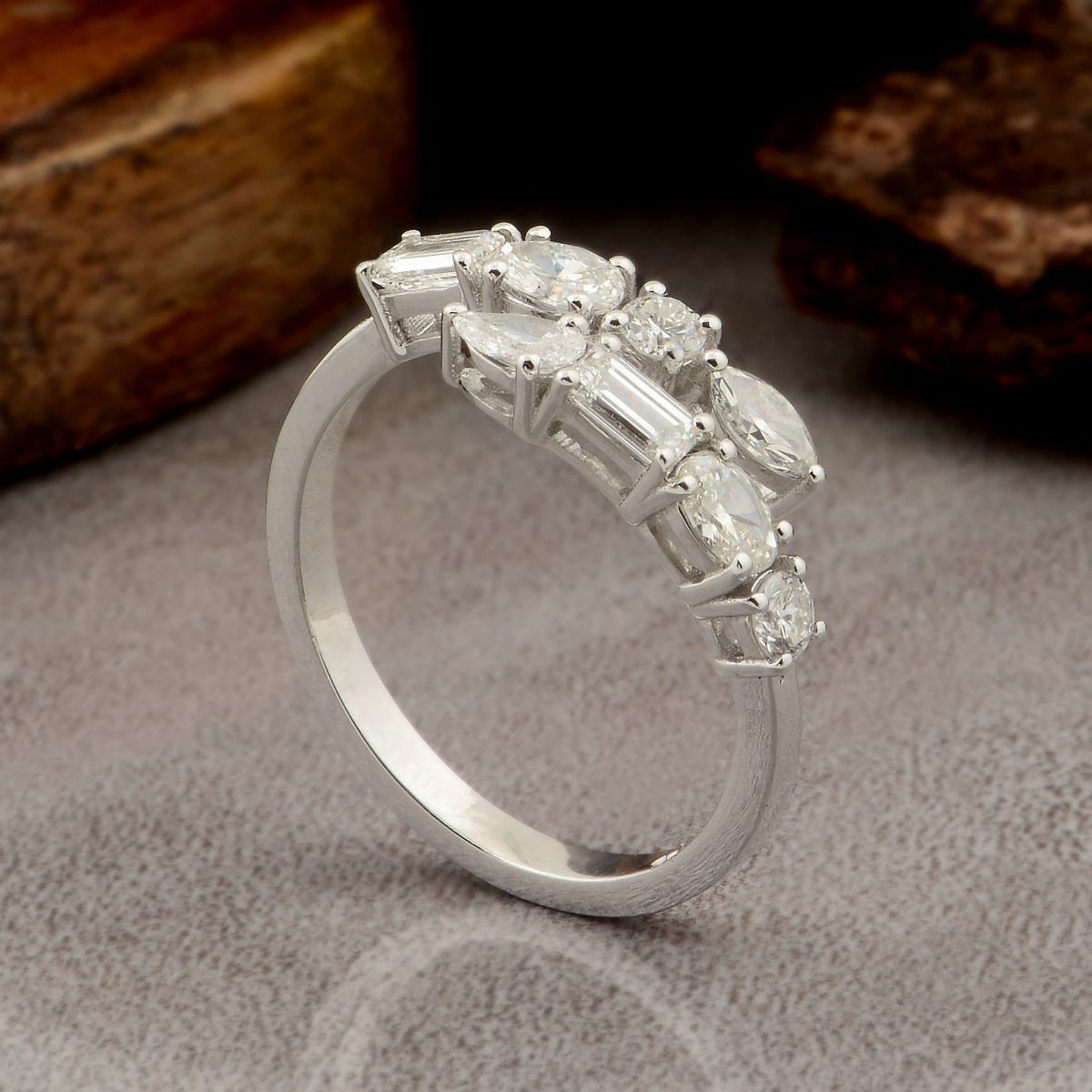 White 18K Gold Adjustable Ring 1.15 TCW Natural Diamond Jewelry | Engagement Ring for Women