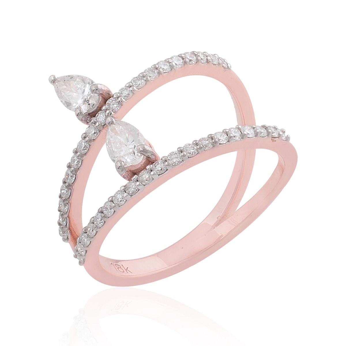 0.75 TCW 18k Rose Gold SI Clarity HI Color Diamond Statement Ring Handmade Jewelry