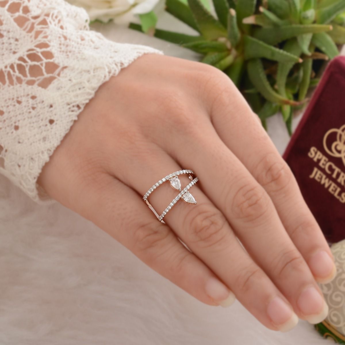 0.75 TCW 18k Rose Gold SI Clarity HI Color Diamond Statement Ring Handmade Jewelry