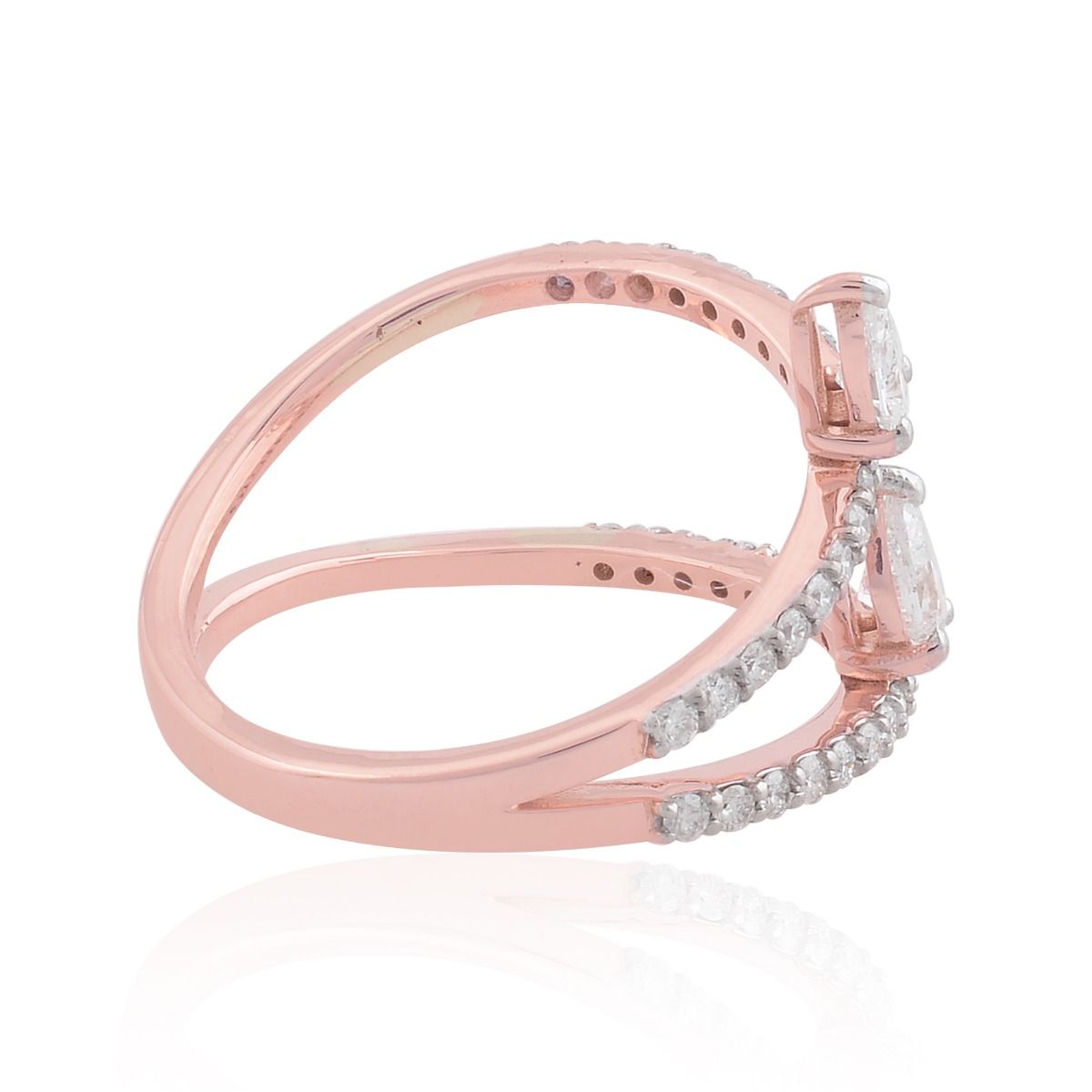 0.75 TCW 18k Rose Gold SI Clarity HI Color Diamond Statement Ring Handmade Jewelry