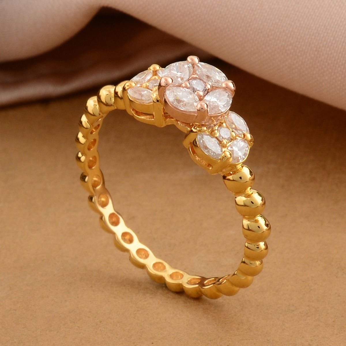 0.60 TCW 18k Yellow Gold SI Clarity HI Color Diamond Engagement Ring Handmade Jewelry