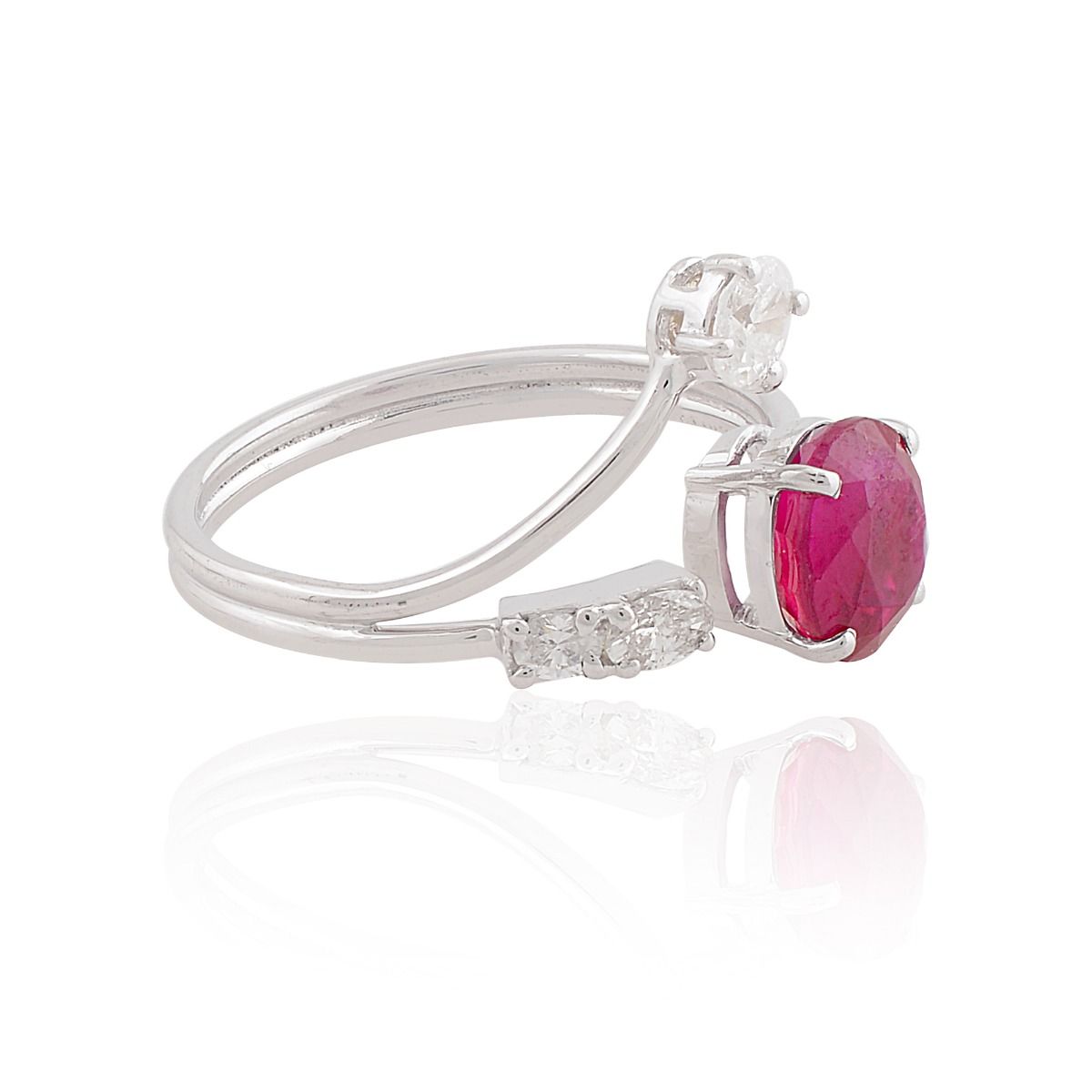 Real 2.32 TCW Ruby Gemstone Ring SI Clarity HI Color Diamond 18k White Gold Handmade Jewelry