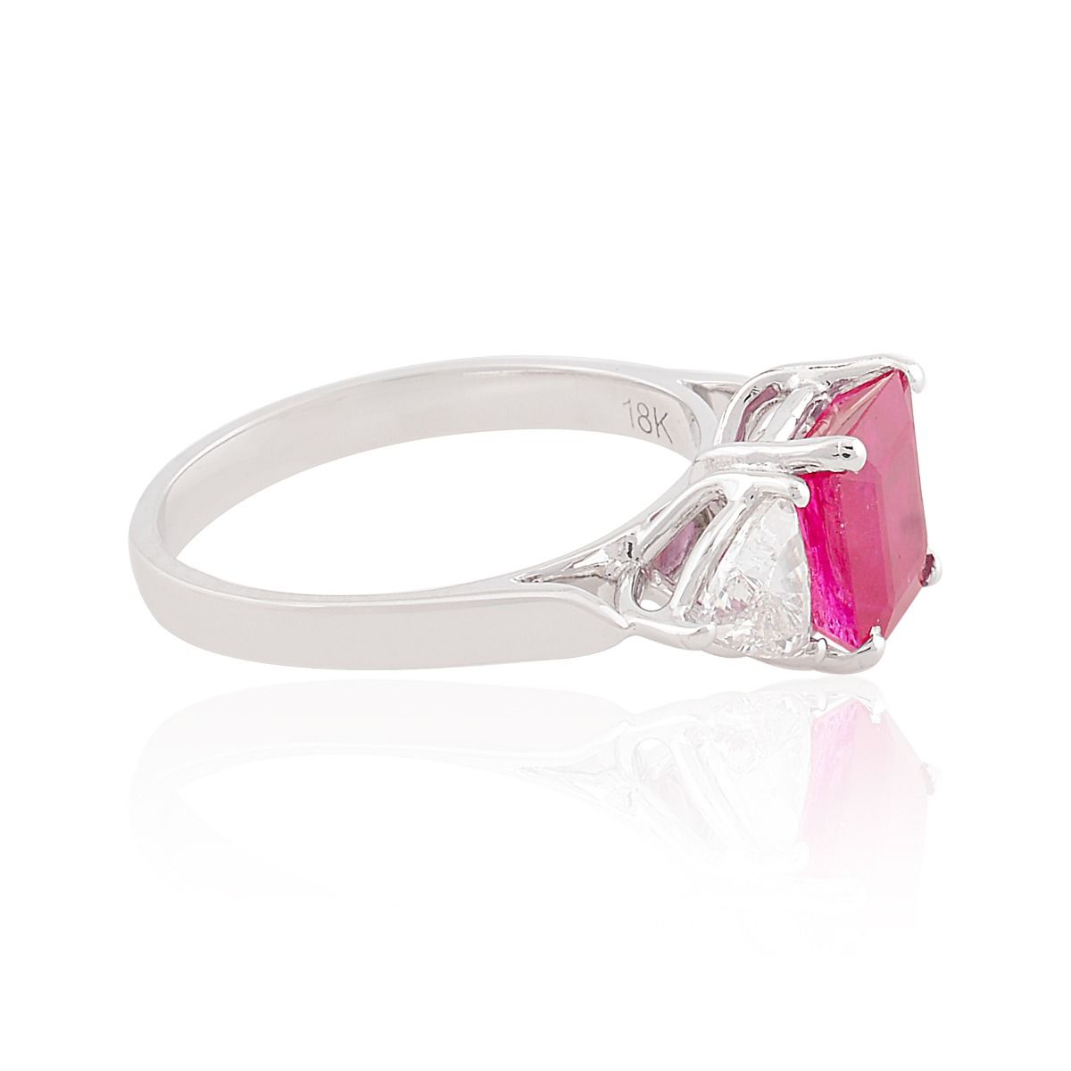 18k White Gold 3.39 TCW SI Clarity HI Color Diamond Ruby Gemstone Solitaire Ring Handmade Jewelry