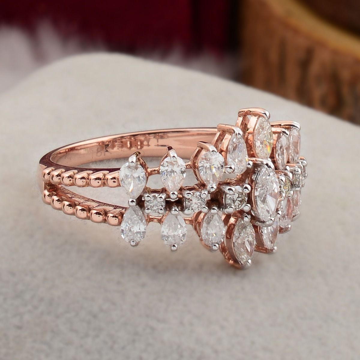 18k Rose Gold 1.00 TCW SI Clarity HI Color Diamond Band Ring Handmade Jewelry