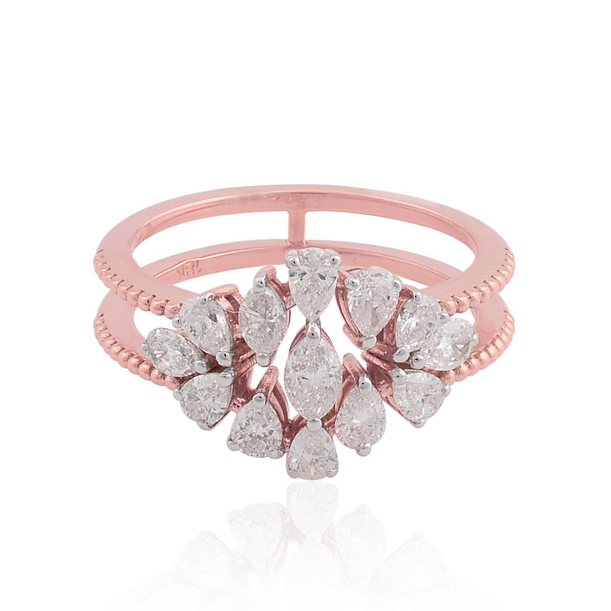 18k Rose Gold 1.03 TCW SI Clarity HI Color Diamond Party wear Ring Handmade Jewelry