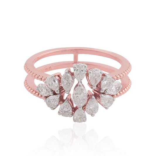 18k Rose Gold 1.03 TCW SI Clarity HI Color Diamond Party wear Ring Handmade Jewelry