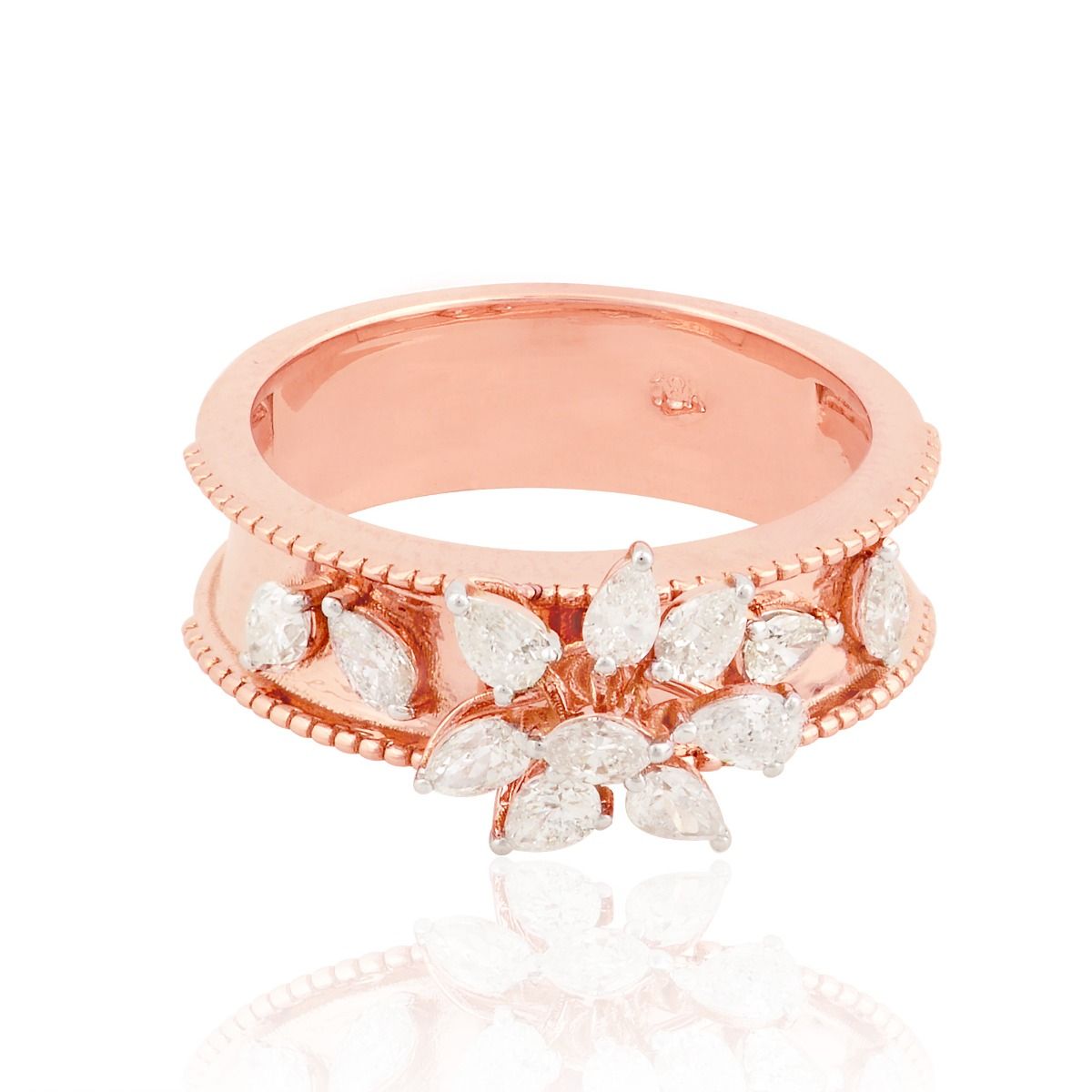 18k Rose Gold 0.70 TCW SI Clarity HI Color Diamond Party Wear Ring Handmade Jewelry For Women
