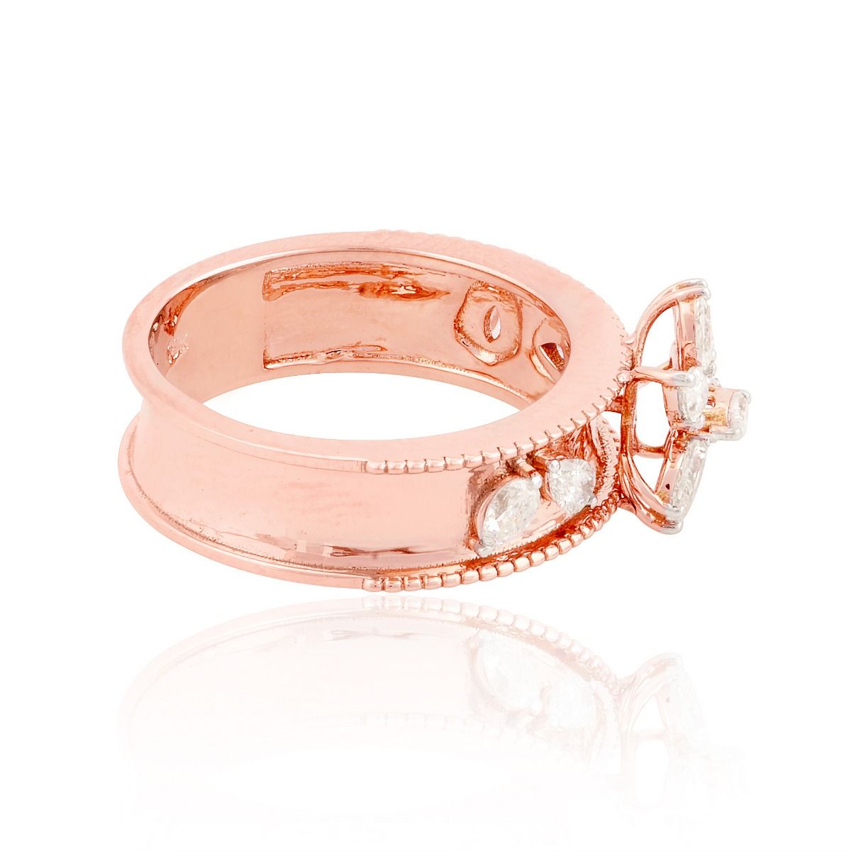 18k Rose Gold 0.70 TCW SI Clarity HI Color Diamond Party Wear Ring Handmade Jewelry For Women