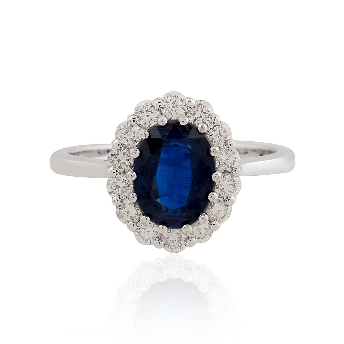 18k White Gold 2.29 TCW SI Clarity HI color Diamond Solitaire Kyanite Gemstone Ring Jewelry for Women