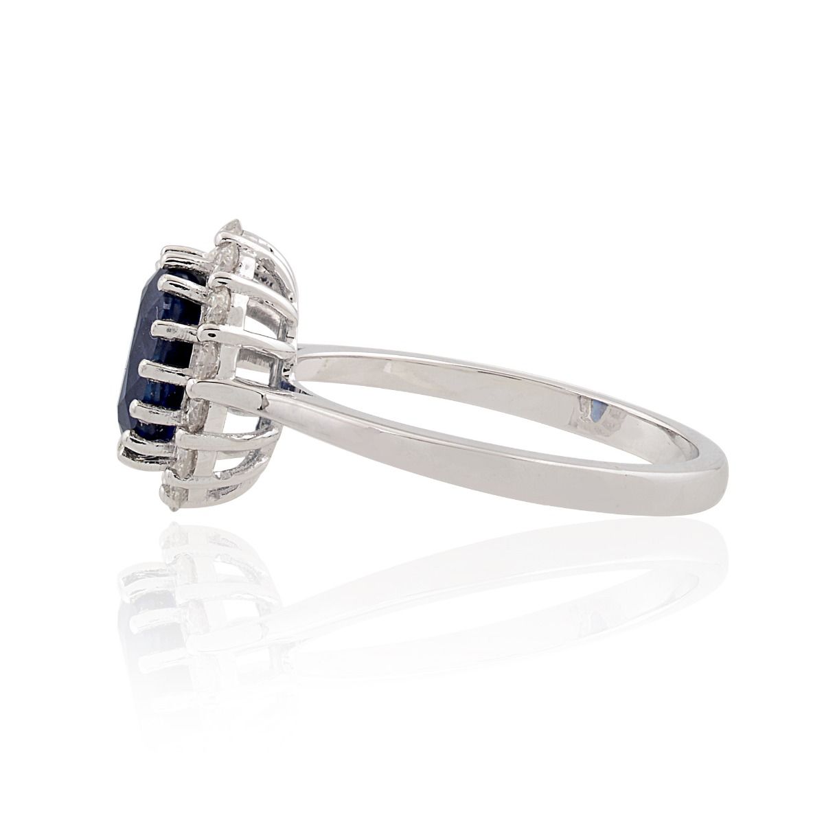 18k White Gold 2.29 TCW SI Clarity HI color Diamond Solitaire Kyanite Gemstone Ring Jewelry for Women