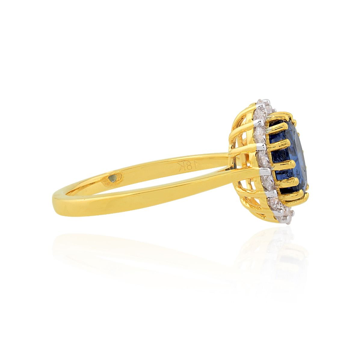 18k Yellow Gold 2.21 TCW SI Clarity HI Color Diamond Kyanite Gemstone Cocktail Ring Jewelry For Women