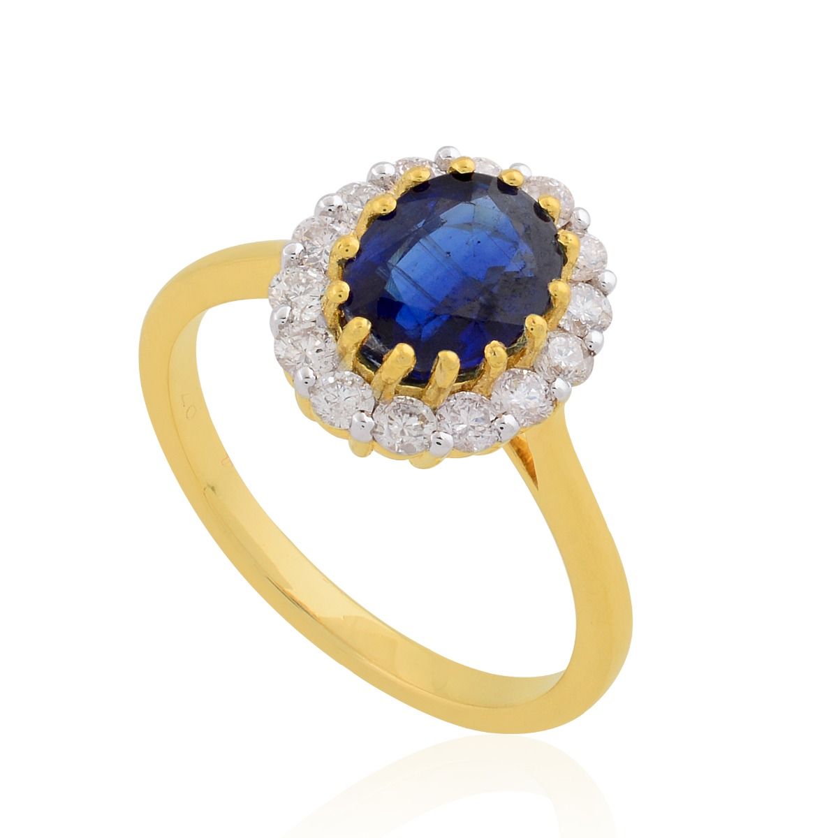 18k Yellow Gold 2.21 TCW SI Clarity HI Color Diamond Kyanite Gemstone Cocktail Ring Jewelry For Women