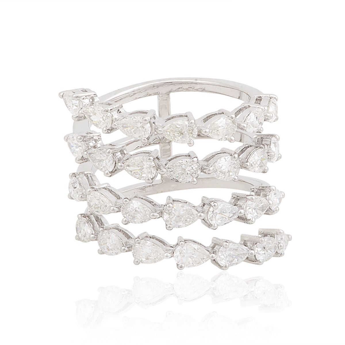 18k White Gold 3.01 TCW SI Clarity HI Color Diamond Party Wear Wrap Ring For Women