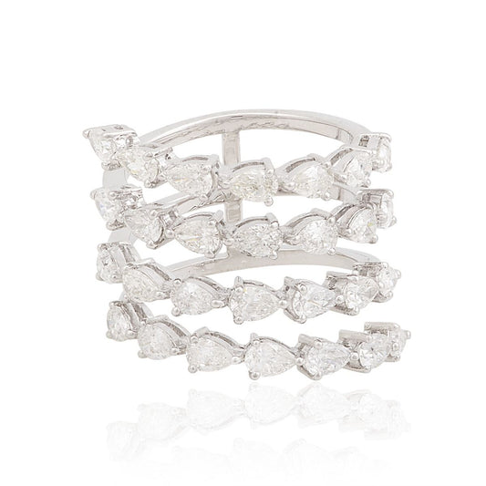 18k White Gold 3.01 TCW SI Clarity HI Color Diamond Party Wear Wrap Ring For Women