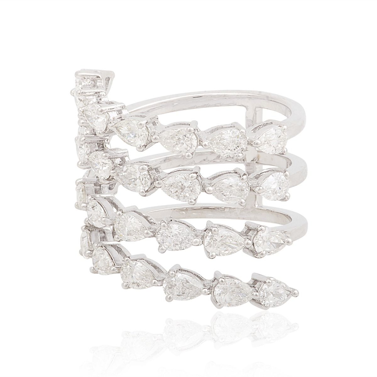 18k White Gold 3.01 TCW SI Clarity HI Color Diamond Party Wear Wrap Ring For Women