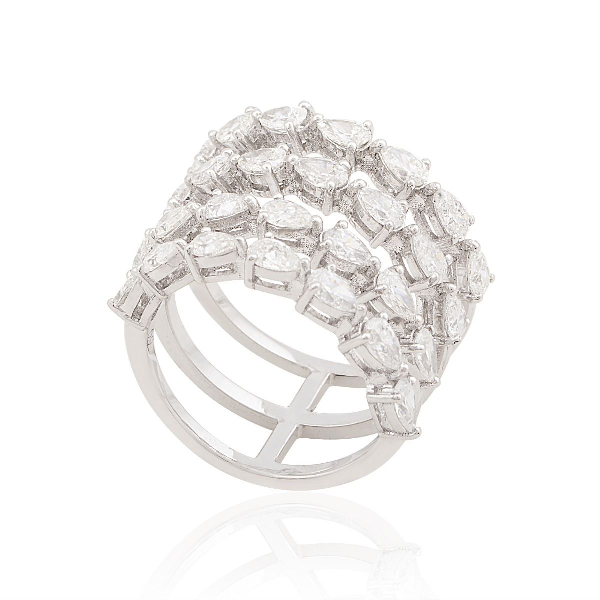 18k White Gold 3.01 TCW SI Clarity HI Color Diamond Party Wear Wrap Ring For Women